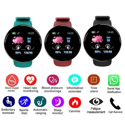 D18 Smartwatch – Heart Rate Monitor, Fitness Tracker & Digital Watch for Men & Women