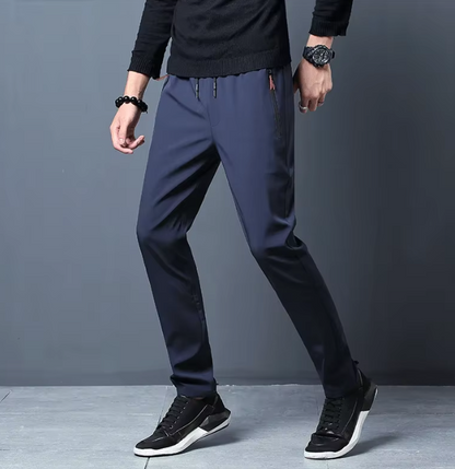 Men’s Slim Fit Casual Trousers – Elastic Waist, Straight-Leg, Plus Size