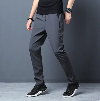 Men’s Slim Fit Casual Trousers – Elastic Waist, Straight-Leg, Plus Size